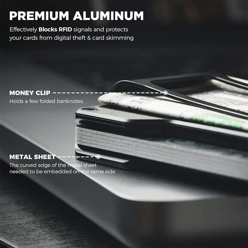 Vulkit รุ่น VCL300 Minimalist Metal Wallet with Money Clip - กระเป๋าเก็บบัตร - สี Black 5 Vulkit รุ่น VCL300 Minimalist Metal Wallet with Money Clip - กระเป๋าเก็บบัตร - สี Black - Image 5