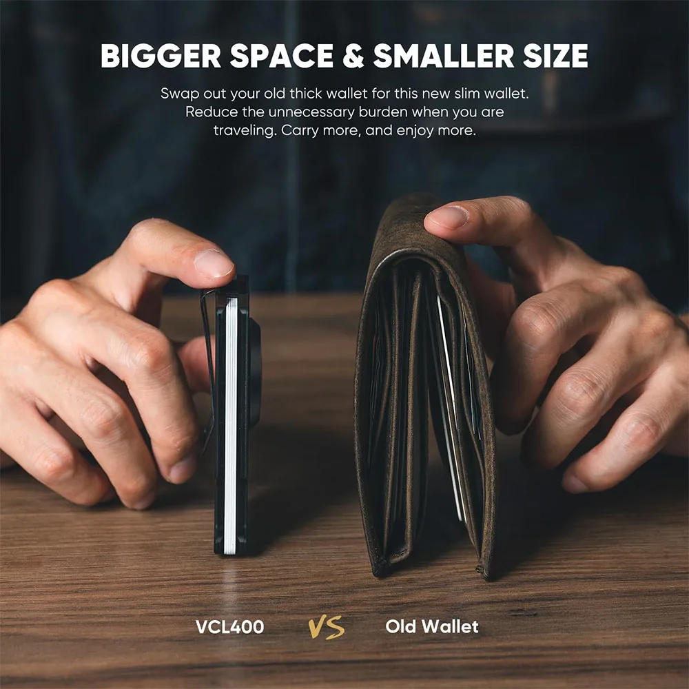 Vulkit รุ่น VCL400 Minimalist Slim Wallet with Money Clip (AirTags) - กระเป๋าเก็บบัตร - สี Black 5 Vulkit รุ่น VCL400 Minimalist Slim Wallet with Money Clip (AirTags) - กระเป๋าเก็บบัตร - สี Black - Image 5