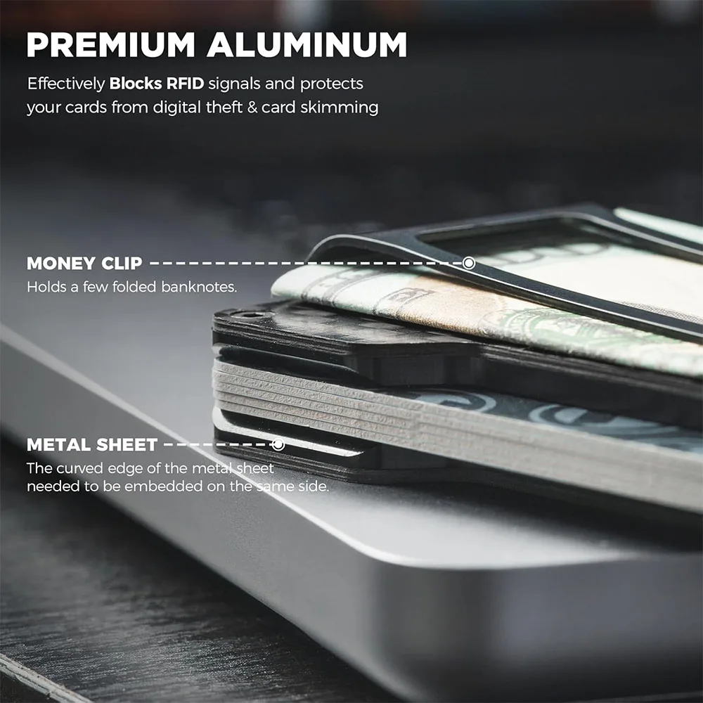 Vulkit รุ่น VCL300 Minimalist Metal Wallet with Money Clip - กระเป๋าเก็บบัตร - สี CF-Black 3 Vulkit รุ่น VCL300 Minimalist Metal Wallet with Money Clip - กระเป๋าเก็บบัตร - สี CF-Black - Image 3