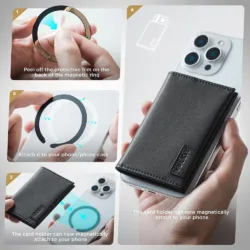 Vulkit รุ่น VPA111 Magnetic Card Holder Wallet - ที่เก็บบัตรติดหลังมือถือ - สี Nappa - Black