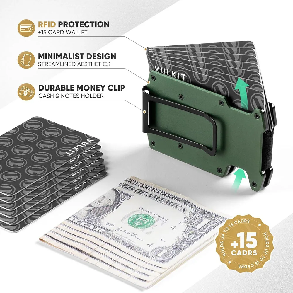 Vulkit รุ่น VCL400 Minimalist Slim Wallet with Money Clip - กระเป๋าเก็บบัตร - สี Green 4 Vulkit รุ่น VCL400 Minimalist Slim Wallet with Money Clip - กระเป๋าเก็บบัตร - สี Green - Image 4