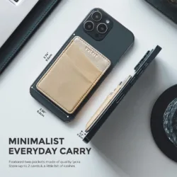 Vulkit รุ่น VPA106 Magnetic Phone Wallet - ที่เก็บบัตรติดหลังมือถือ - สี Gold