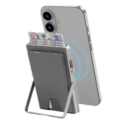 WiWU รุ่น Regal Magsafe Metal Stand Card Holder - ที่เก็บบัตรและขาตั้งติดหลังมือถือ - สี Grey