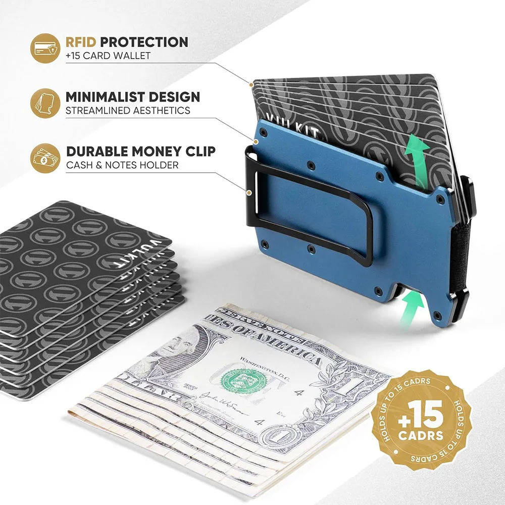Vulkit รุ่น VCL400 Minimalist Slim Wallet with Money Clip - กระเป๋าเก็บบัตร - สี Blue 6 Vulkit รุ่น VCL400 Minimalist Slim Wallet with Money Clip - กระเป๋าเก็บบัตร - สี Blue - Image 6