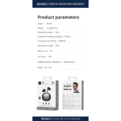 WiWU รุ่น T33 ANC Pro - หูฟังไร้สาย - สี Black