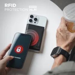 Vulkit รุ่น VPA111 Magnetic Card Holder Wallet - ที่เก็บบัตรติดหลังมือถือ - สี Nappa - Black