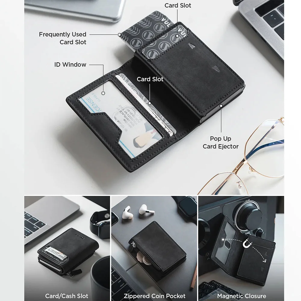 Vulkit รุ่น VC502 Card Holder with Magnetic Closure - กระเป๋าเก็บบัตร - สี Black 6 Vulkit รุ่น VC502 Card Holder with Magnetic Closure - กระเป๋าเก็บบัตร - สี Black - Image 6