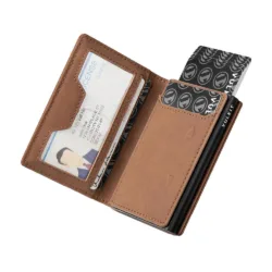 Vulkit รุ่น VC502 Card Holder with Magnetic Closure - กระเป๋าเก็บบัตร - สี Brown
