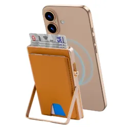 WiWU รุ่น Regal Magsafe Metal Stand Card Holder - ที่เก็บบัตรและขาตั้งติดหลังมือถือ - สี Brown