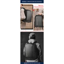 WiWU รุ่น Warriors Backpack X Pro - กระเป๋าเป้สะพายหลัง - สี Black