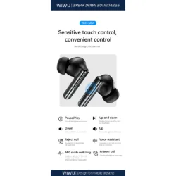 WiWU รุ่น T33 ANC Pro - หูฟังไร้สาย - สี Black