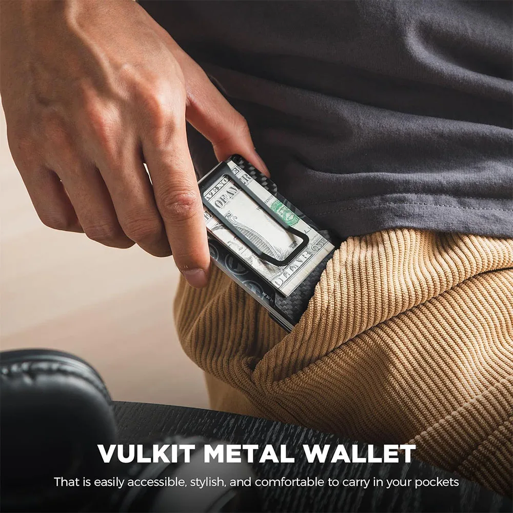 Vulkit รุ่น VCL300 Minimalist Metal Wallet with Money Clip - กระเป๋าเก็บบัตร - สี CF-Black 5 Vulkit รุ่น VCL300 Minimalist Metal Wallet with Money Clip - กระเป๋าเก็บบัตร - สี CF-Black - Image 5