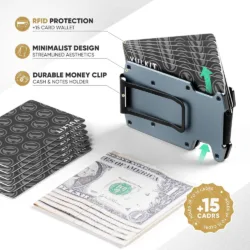 Vulkit รุ่น VCL400 Minimalist Slim Wallet with Money Clip - กระเป๋าเก็บบัตร - สี Space Grey