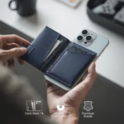 Vulkit รุ่น VPA111 Magnetic Card Holder Wallet - ที่เก็บบัตรติดหลังมือถือ - สี Nappa - Navy