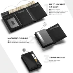 Vulkit รุ่น VC302F Tri-fold Wallet (Large) - กระเป๋าสตางค์ - สี Rhombus-Black