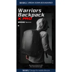 WiWU รุ่น Warriors Backpack X Pro - กระเป๋าเป้สะพายหลัง - สี Black