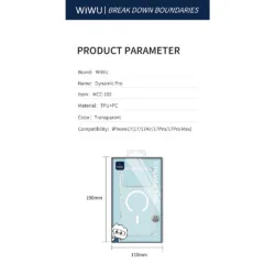 WiWU รุ่น Dynamic Pro - เคส iPhone 17 Pro Max - สี Clear