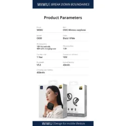 WiWU รุ่น Openbuds O600 - หูฟังไร้สาย - สี Black