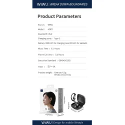 WiWU รุ่น Ai303 - หูฟังไร้สาย - สี Black 12 WiWU รุ่น Ai303 - หูฟังไร้สาย - สี Black