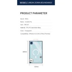 WiWU รุ่น iNVISIBLE Pro - เคส iPhone 17 Pro Max - สี Clear
