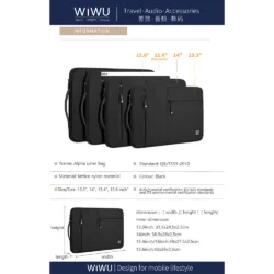 WiWU รุ่น Alpha Slim Sleeve - ซองใส่ Laptop/MacBook ขนาด 15.6" - สี Black