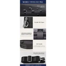 WiWU รุ่น Minimalist Laptop Bag Pro II - กระเป๋า Laptop/MacBook ขนาด 15.6" - สี Grey