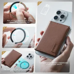 Vulkit รุ่น VPA111 Magnetic Card Holder Wallet - ที่เก็บบัตรติดหลังมือถือ - สี Nappa - Brown
