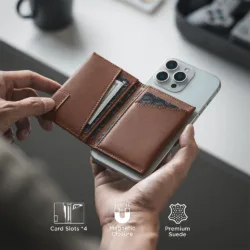 Vulkit รุ่น VPA111 Magnetic Card Holder Wallet - ที่เก็บบัตรติดหลังมือถือ - สี Nappa - Brown