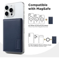 Vulkit รุ่น VPA111 Magnetic Card Holder Wallet - ที่เก็บบัตรติดหลังมือถือ - สี Nappa - Navy