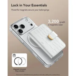 ESR รุ่น Aura Clutch Magnetic Wallet - กระเป๋าติดหลังมือถือ - สี Pearl White Croc