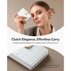 ESR รุ่น Aura Clutch Magnetic Wallet - กระเป๋าติดหลังมือถือ - สี Pearl White Croc