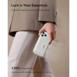 ESR รุ่น Aura Clutch Magnetic Wallet - กระเป๋าติดหลังมือถือ - สี Pearl White Croc