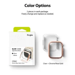 เคส Ringke รุ่น Slim - Apple Watch Series 7/8/9 (41mm) - สี Clear + Chrome Rose Gold (แพ็ค 2 ชิ้น)