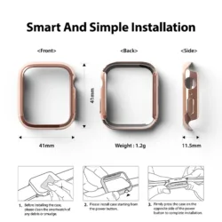 เคส Ringke รุ่น Slim - Apple Watch Series 7/8/9 (41mm) - สี Clear + Chrome Rose Gold (แพ็ค 2 ชิ้น)