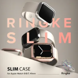 เคส Ringke รุ่น Slim - Apple Watch Series 7/8/9 (41mm) - สี Clear + Chrome Rose Gold (แพ็ค 2 ชิ้น)