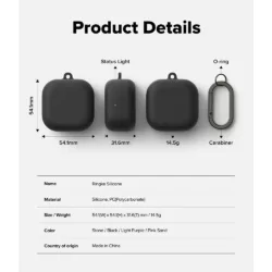 Ringke รุ่น Silicone - เคส Galaxy Buds 4 Pro - สี Black