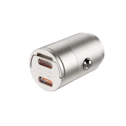 WiWU รุ่น Nano Dual C Fast Car Charger 30W (Wi-QC029) - ที่ชาร์จในรถ - สี Titanium