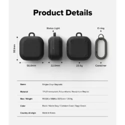 Ringke รุ่น Onyx Magnetic - เคส Galaxy Buds 4 Pro - สี Black