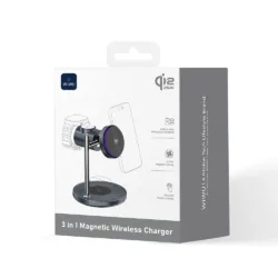 WiWU รุ่น 3-in-1 Space Station Magnetic Wireless Charger Qi2.2 (Wi-W041) - แท่นชาร์จไร้สาย - สี Black