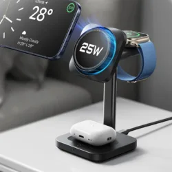 ESR รุ่น Qi2.2 3-in-1 Wireless Charging Station with CryoBoost (25W) แท่นชาร์จไร้สาย - สี Black (NoPlug)