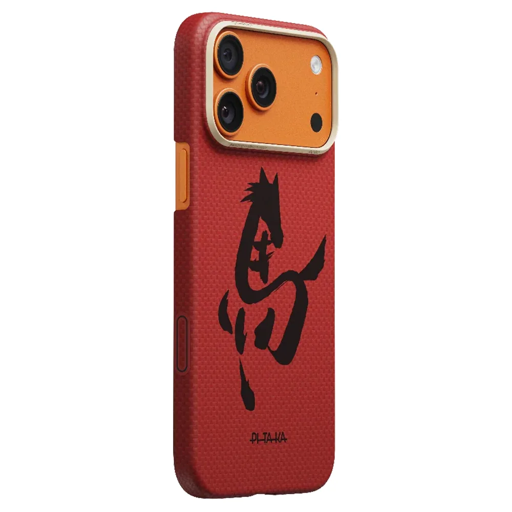 Pitaka รุ่น Ink Horse Painting Edge Case (PitaTap™) - เคส iPhone 17 Pro - สี Cinnabar 2 Pitaka รุ่น Ink Horse Painting Edge Case (PitaTap™) - เคส iPhone 17 Pro - สี Cinnabar - Image 2