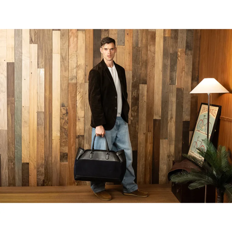 GRAMS(28) รุ่น 184 Weekender Tote - กระเป๋าโท้ท - สี Black Pebbled