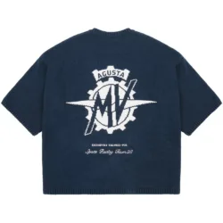 GRAMS(28) X MV Agusta รุ่น Short Sleeve Sweater (L) - เสื้อสเวตเตอร์แขนสั้น - สี Dark Navy