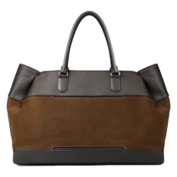 GRAMS(28) X MV Agusta รุ่น 184 Weekender Tote - กระเป๋าโท้ท - สี Dark Brown Pebbled / Suede