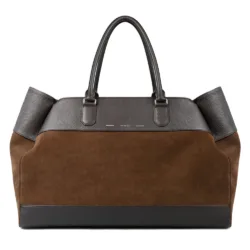 GRAMS(28) X MV Agusta รุ่น 184 Weekender Tote - กระเป๋าโท้ท - สี Dark Brown Pebbled / Suede