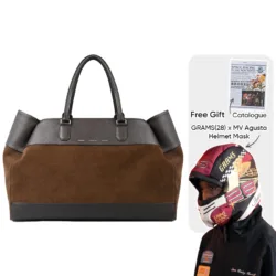 GRAMS(28) X MV Agusta รุ่น 184 Weekender Tote - กระเป๋าโท้ท - สี Dark Brown Pebbled / Suede