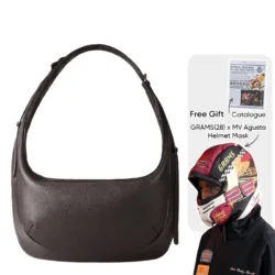 GRAMS(28) X MV Agusta รุ่น 191 Rio Crossbody Bag - กระเป๋าสะพายข้าง - สี Dark Brown Pebbled