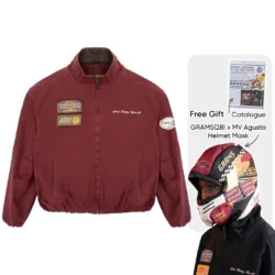 GRAMS(28) X MV Agusta รุ่น Racing Jacket (M)- เสื้อแจ็คเก็ต - สี Burgundy