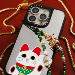 Casetify รุ่น Cat Phone Charm - สายคล้องข้อมือ - ลาย Lucky Cat