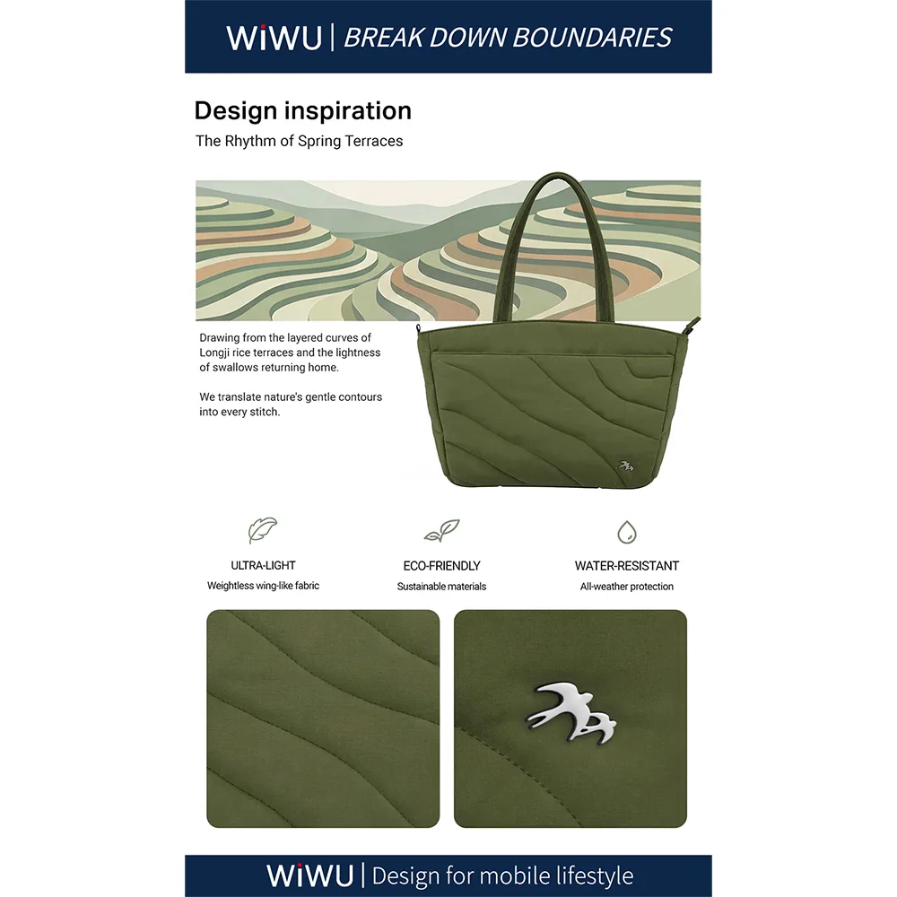 WiWU รุ่น Terrace Tote - กระเป๋าถือ ขนาด 14" - สี Light Grey 8 WiWU รุ่น Terrace Tote - กระเป๋าถือ ขนาด 14" - สี Light Grey - Image 8